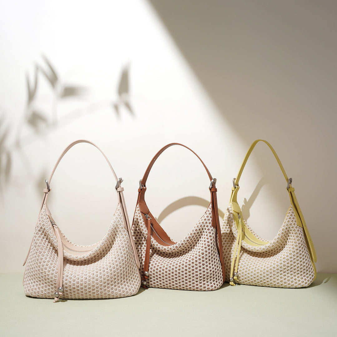 woven shoulder bag with leather straps – AURAXIL