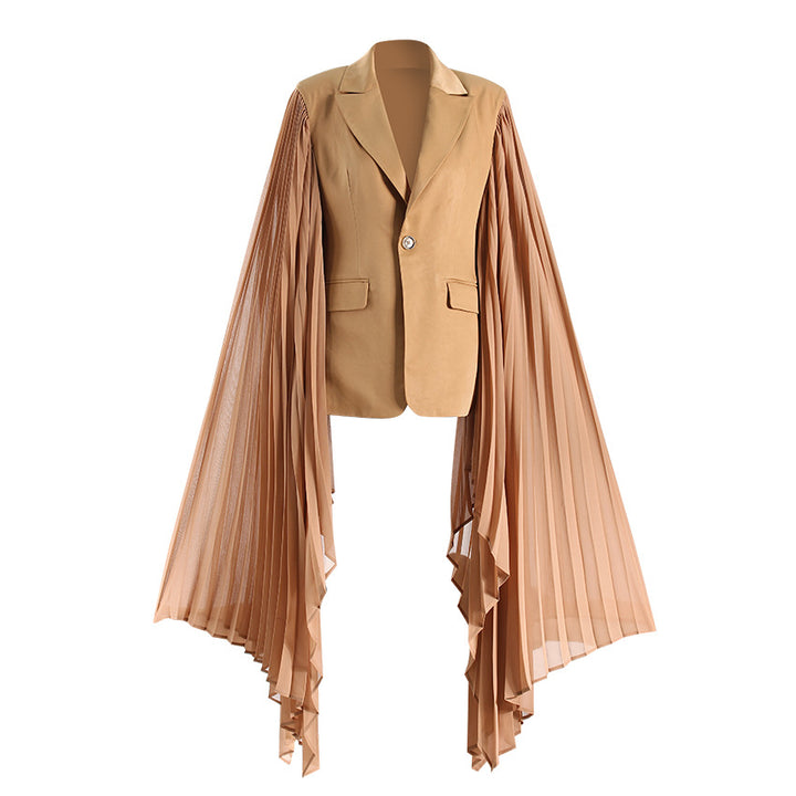 pleated cape sleeve blazer – CAMILA
