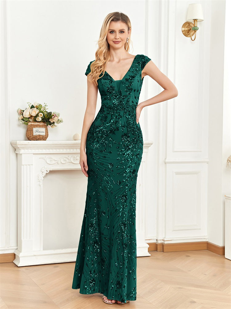 cap-sleeve sequin mermaid gown – RUBINA