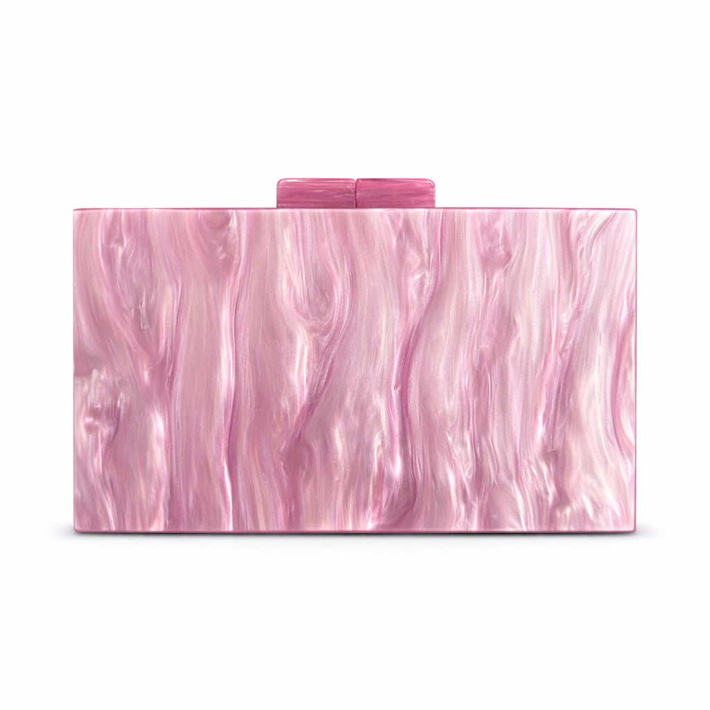 rectangular marbled clutch with glossy finish – ROSÉ