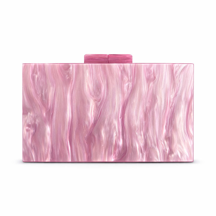 rectangular marbled clutch with glossy finish – ROSÉ