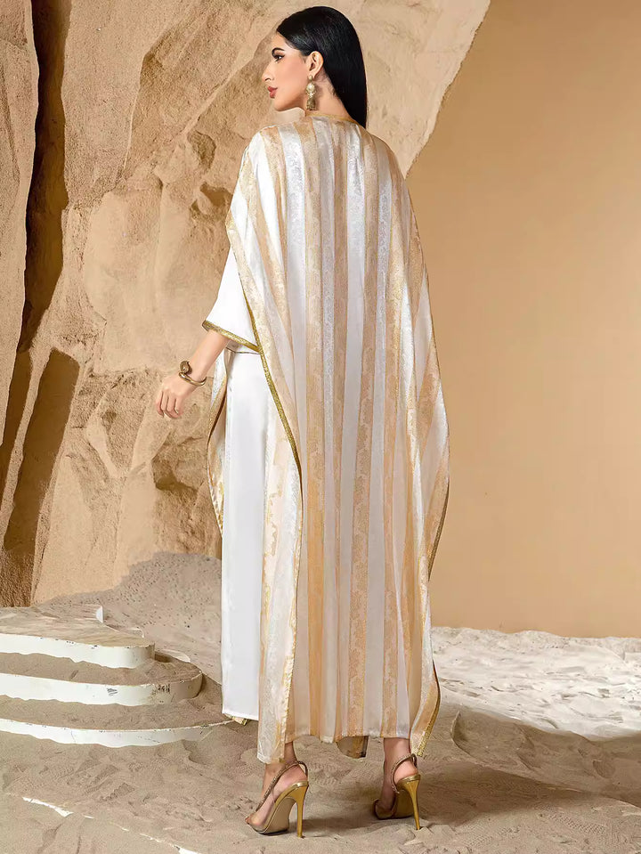 فستان مخملي طويل مكشوف الكتفين بفتحة جانبية - منتصف الليل