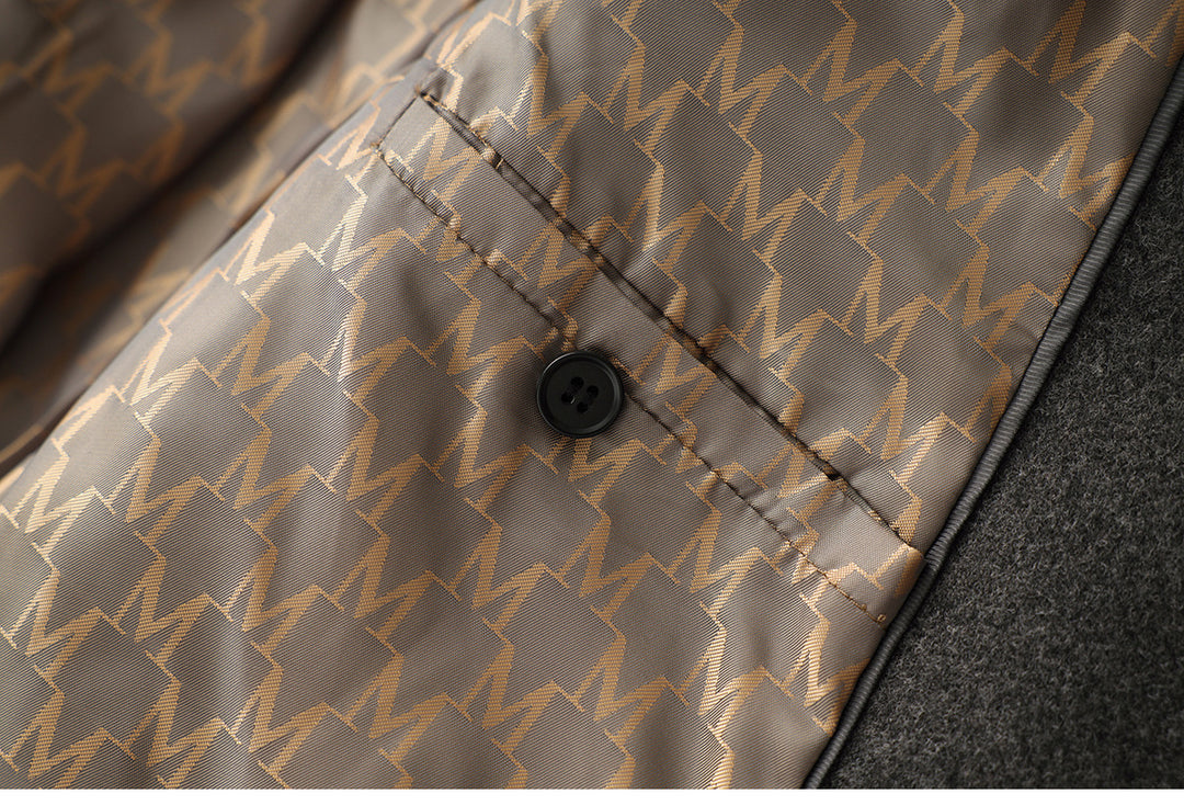 Belted double-breasted long coat – CHARCOAL