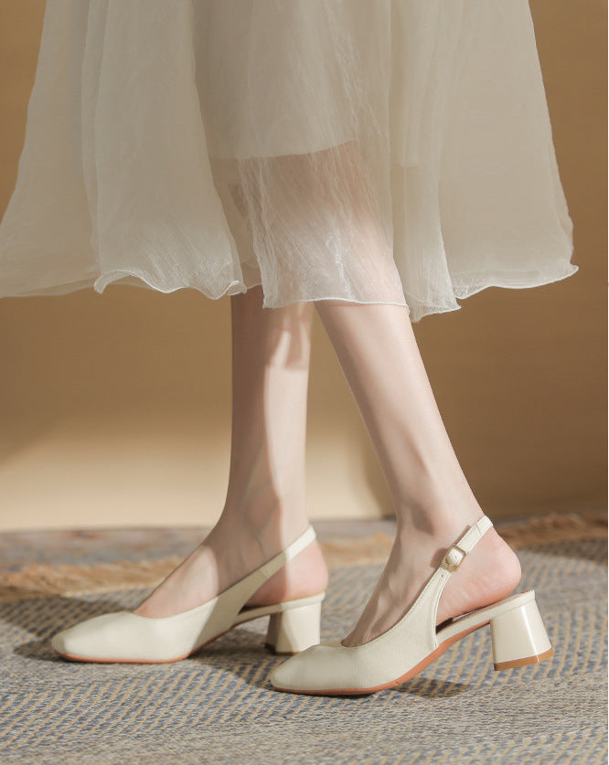 slingback block heels with square toe – AURARTU