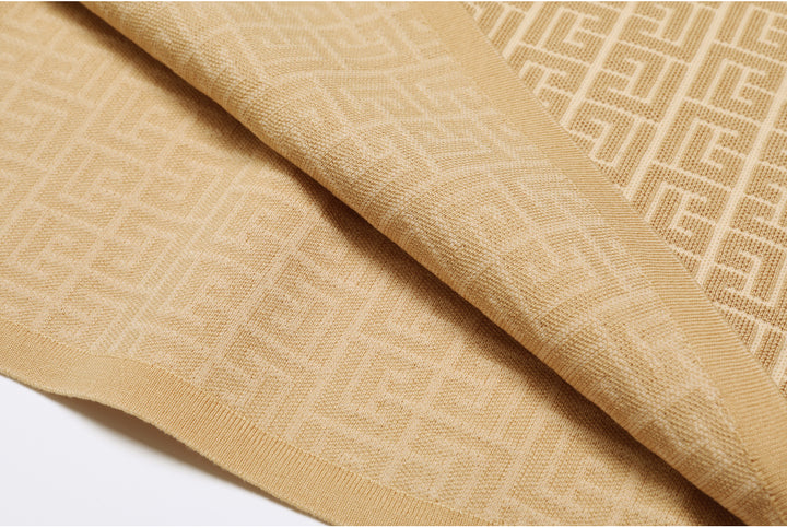 knitted two-piece dress set with logo pattern – CAMILA