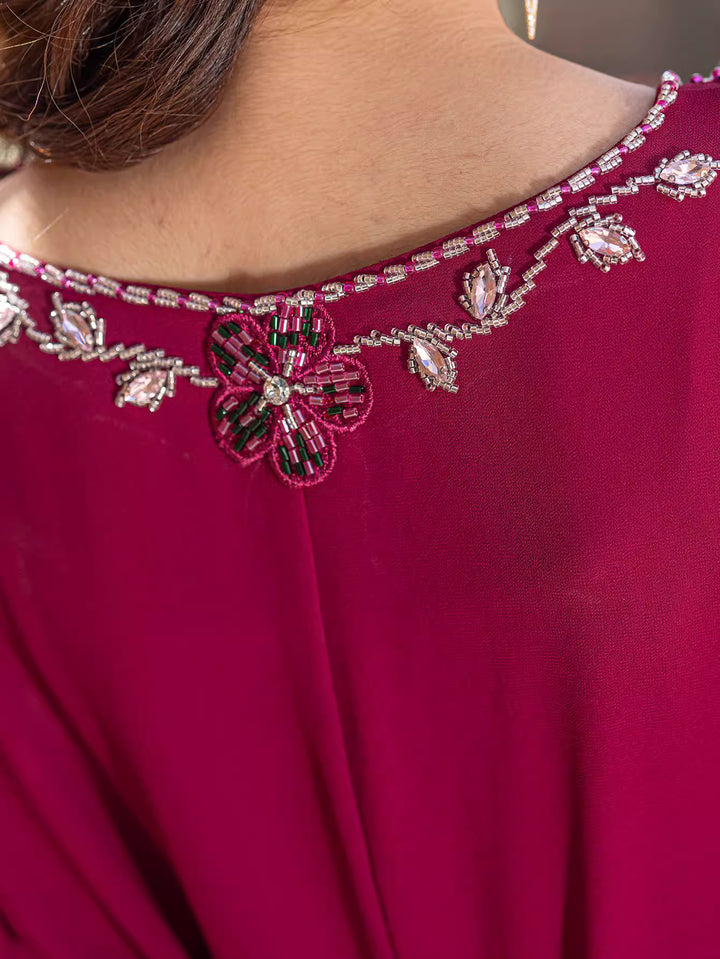 embellished chiffon gown with flared sleeves - SOFIANZA