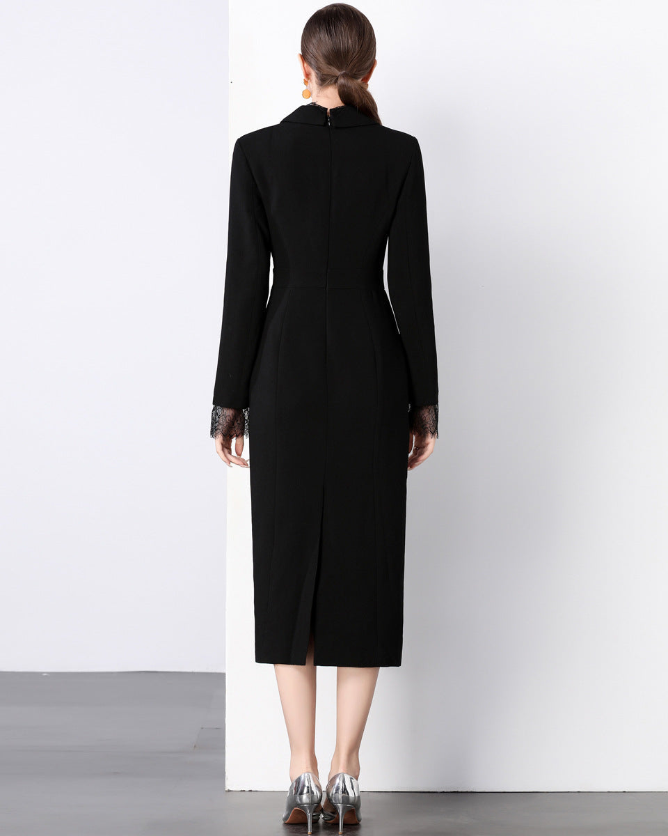 فستان ميدي مصمم خصيصًا مع حواف من الدانتيل - إليسيا