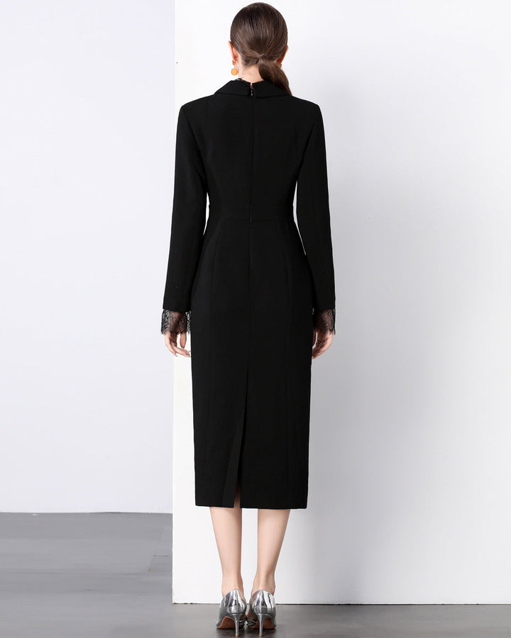 فستان ميدي مصمم خصيصًا مع حواف من الدانتيل - إليسيا