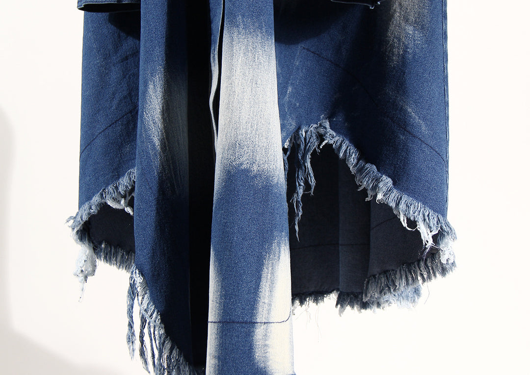 asymmetrical denim skirt with tie detail – AURANXI