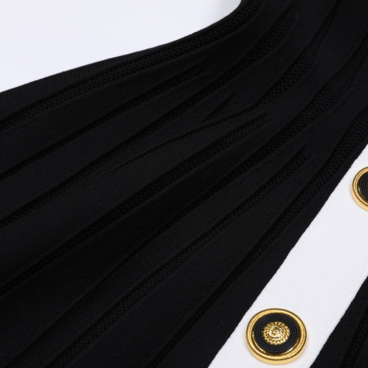 short-sleeve pleated dress with contrast panel – CELINARY