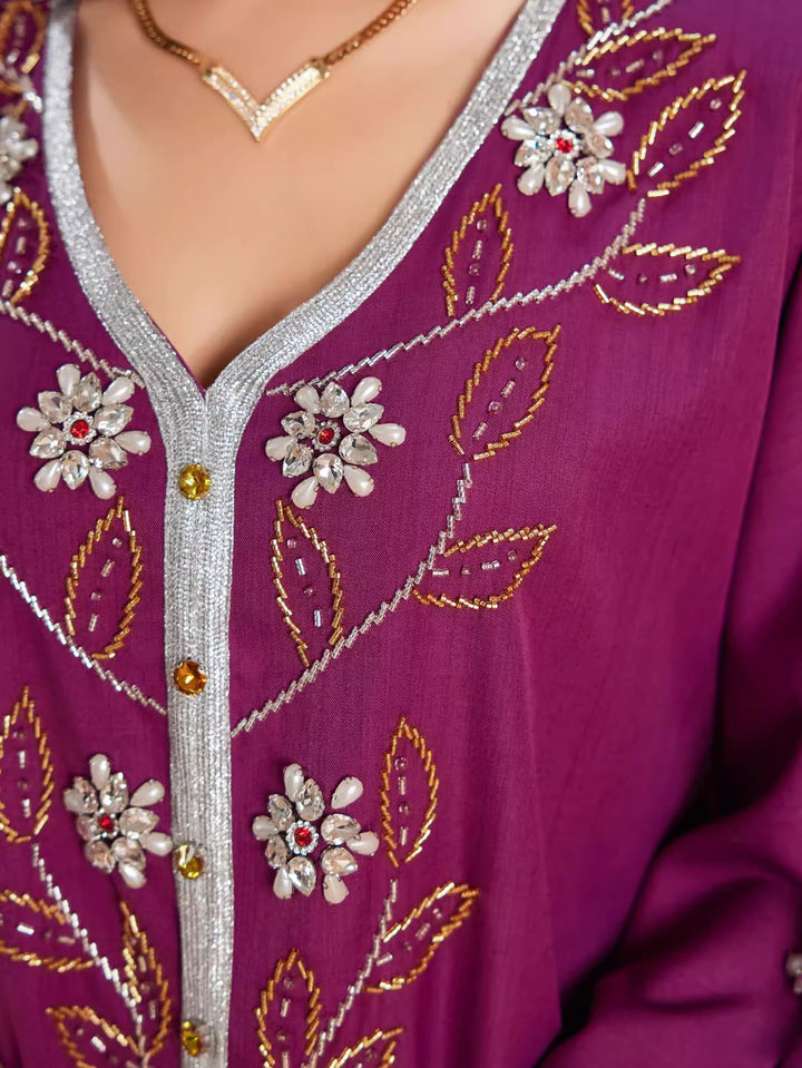 定制喇叭套装，配缎面泡泡袖 - VALENCIA 