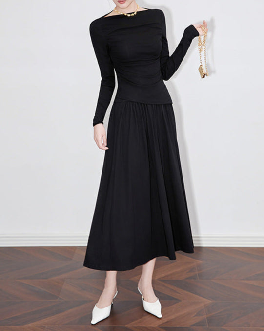 korte mouw midi jurk met 3D bloemenapplicaties - BLOOMIQ 