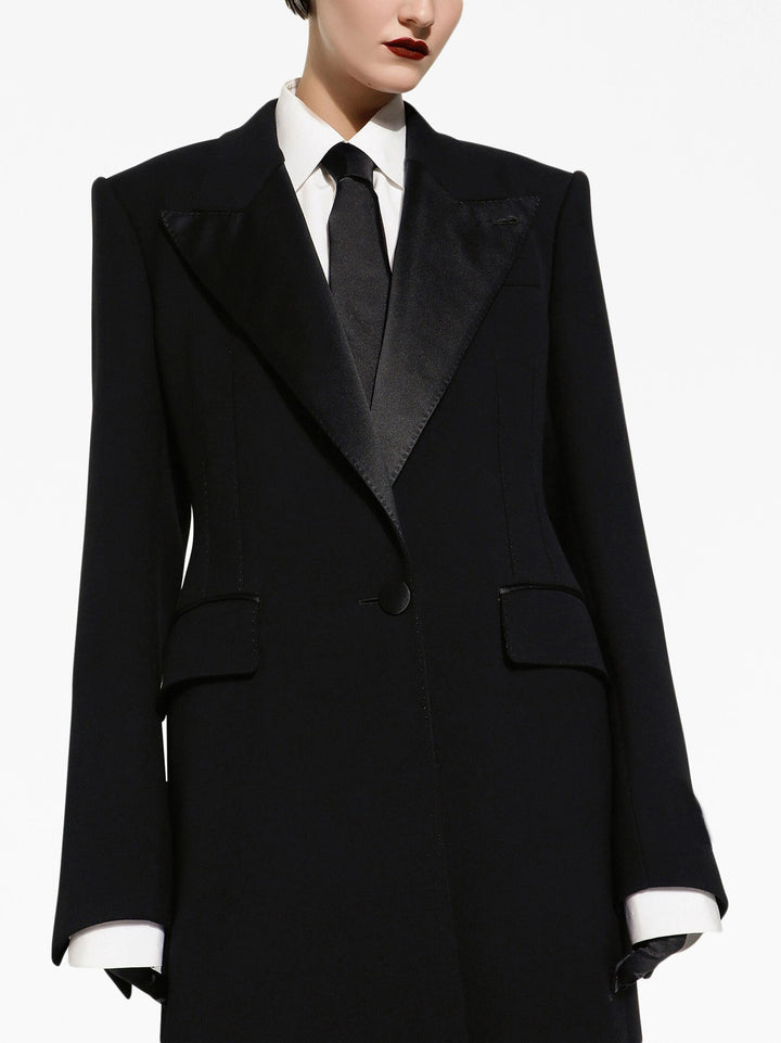 بليزر طويل مصمم خصيصًا مع ياقة من الساتان - فيسبر