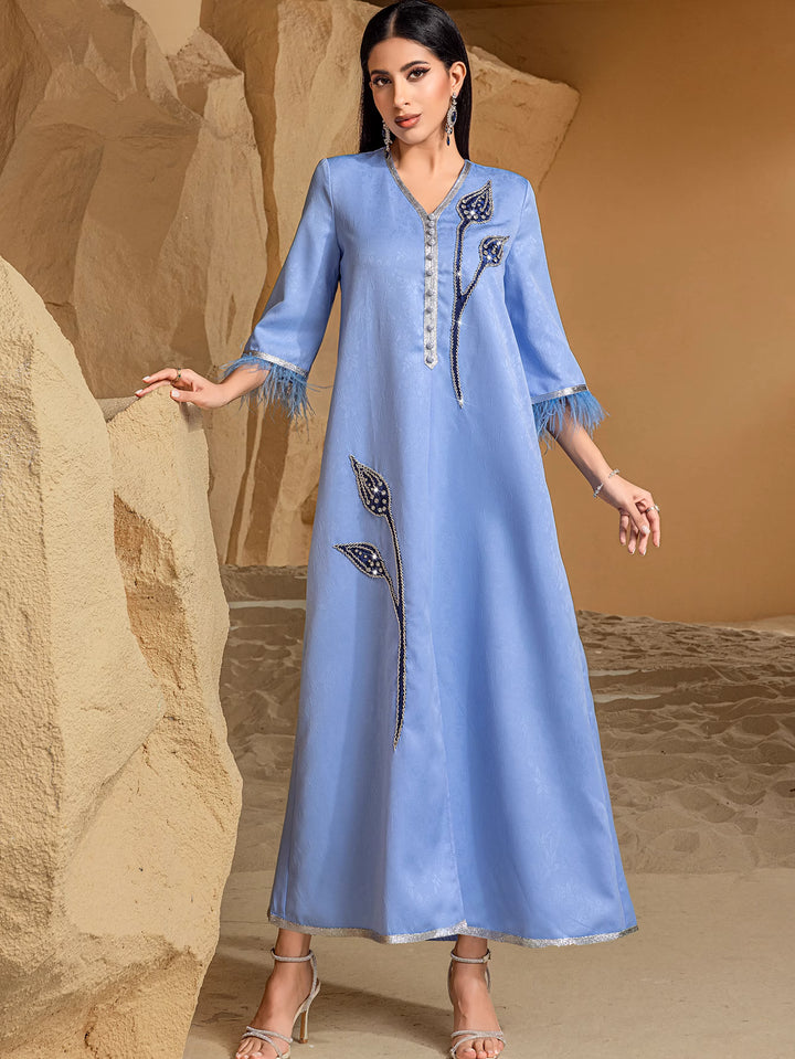 定制喇叭套装，配缎面泡泡袖 - VALENCIA 