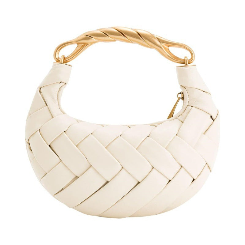 woven mini shoulder bag with gold twisted handle – KARMA