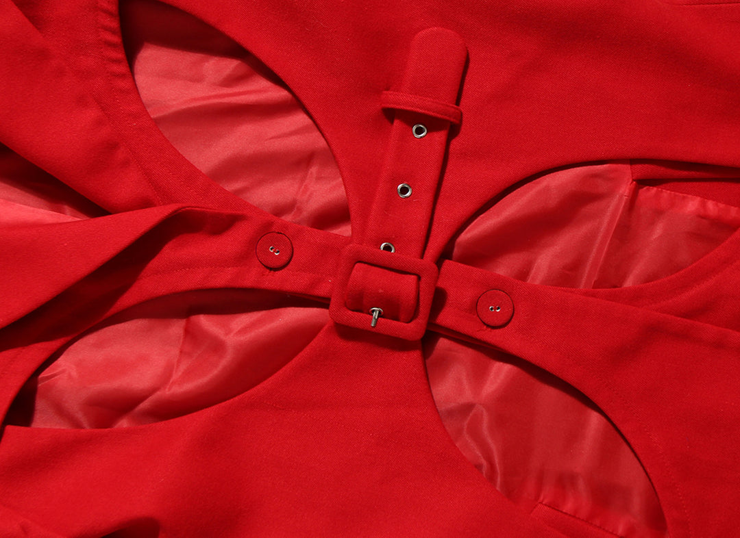 cut-out belted blazer with structured silhouette – SCARLET