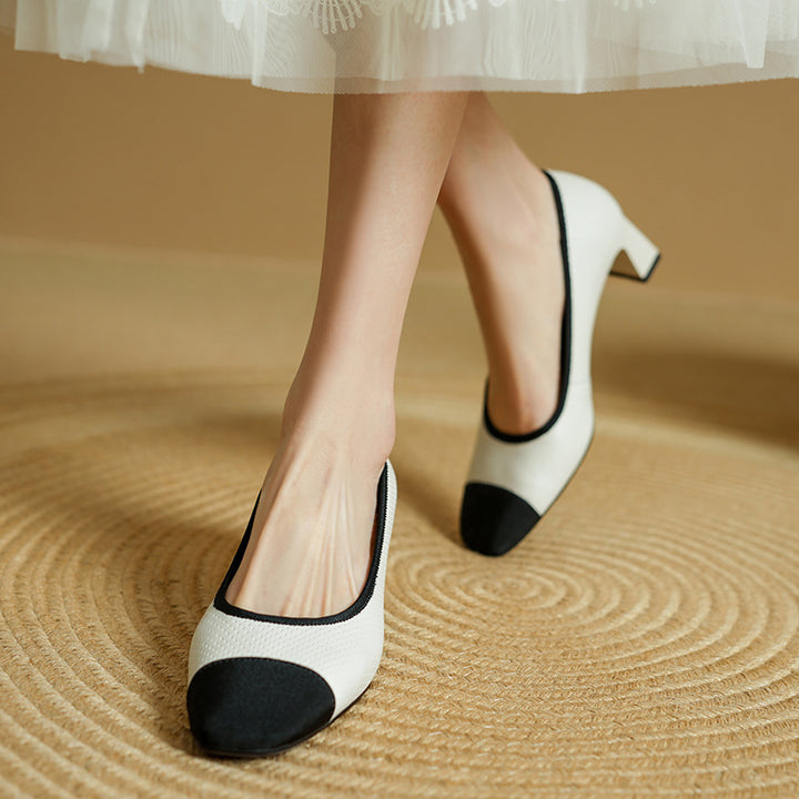 block heel pumps with contrast cap toe – CELINERI