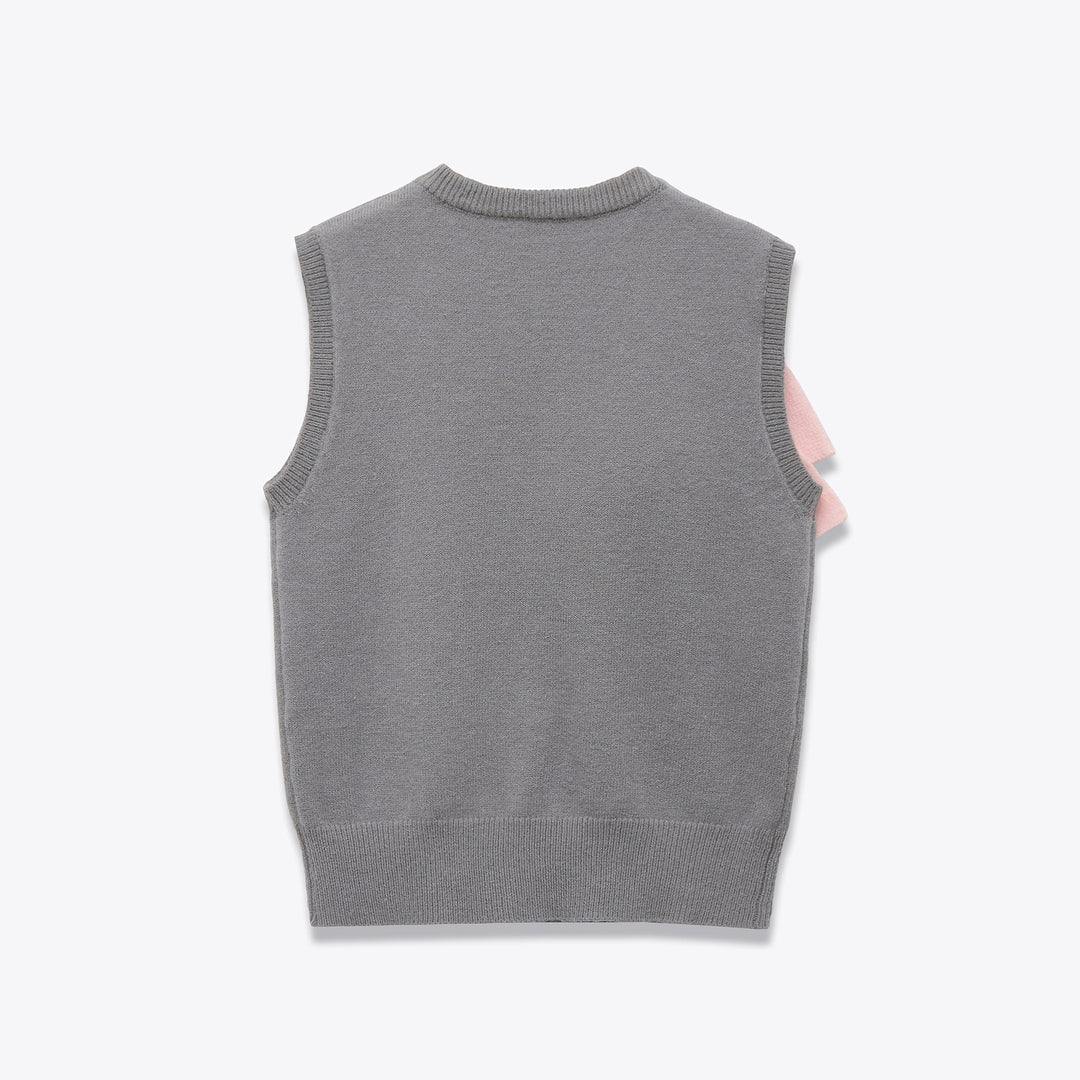 sleeveless knit vest with bow detail – LUMI