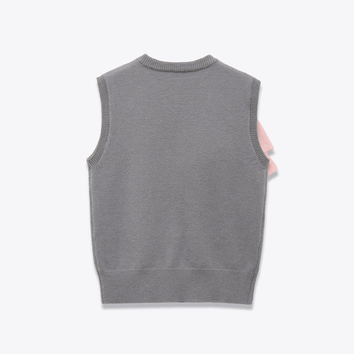 sleeveless knit vest with bow detail – LUMI