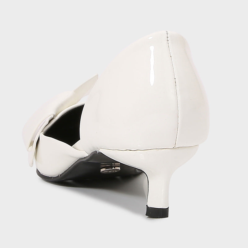 pointed-toe low heel pumps with oversized bow - AMIRAX