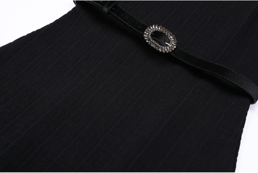 knitted two-piece dress set with logo pattern – CAMILA