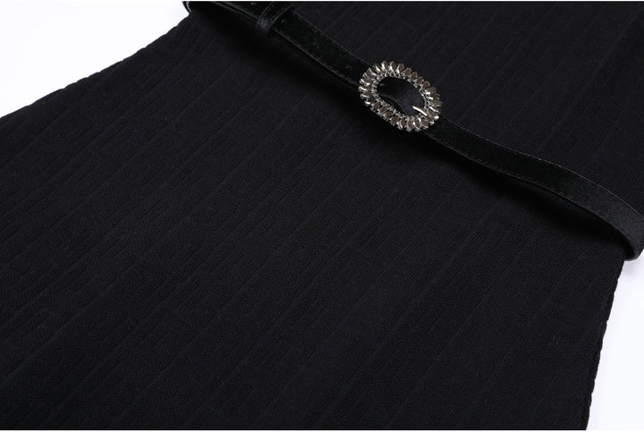 knitted two-piece dress set with logo pattern – CAMILA