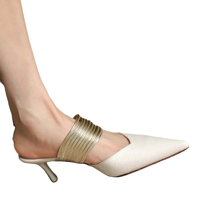 pointed mules with gold layered strap - SOLENERU