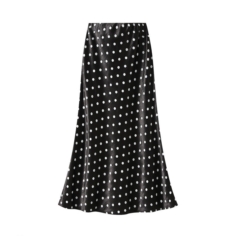 polka-dot satin midi skirt – NOVA