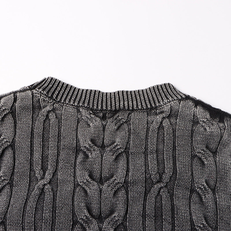 asymmetrical cable-knit cropped blouse - ARIANRI