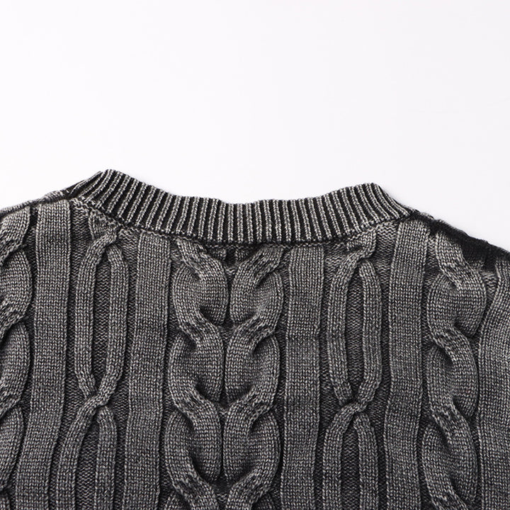 asymmetrical cable-knit cropped blouse - ARIANRI