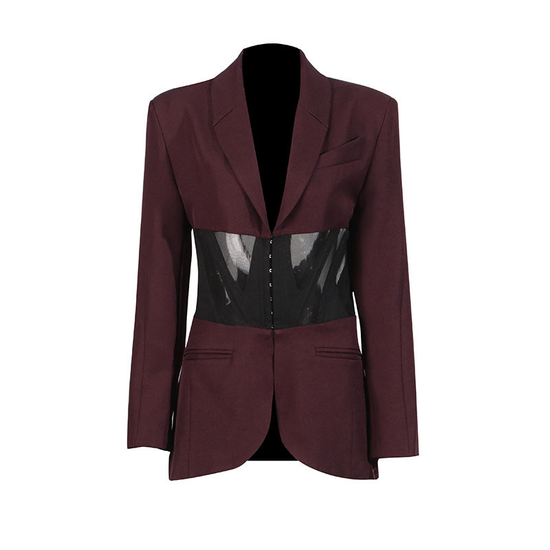 structured blazer with mesh corset panels – VELORA