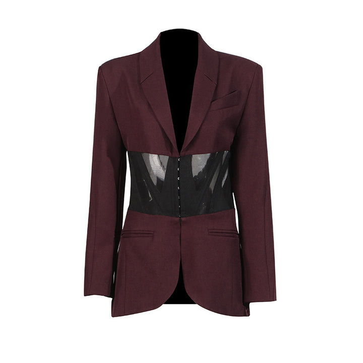 structured blazer with mesh corset panels – VELORA