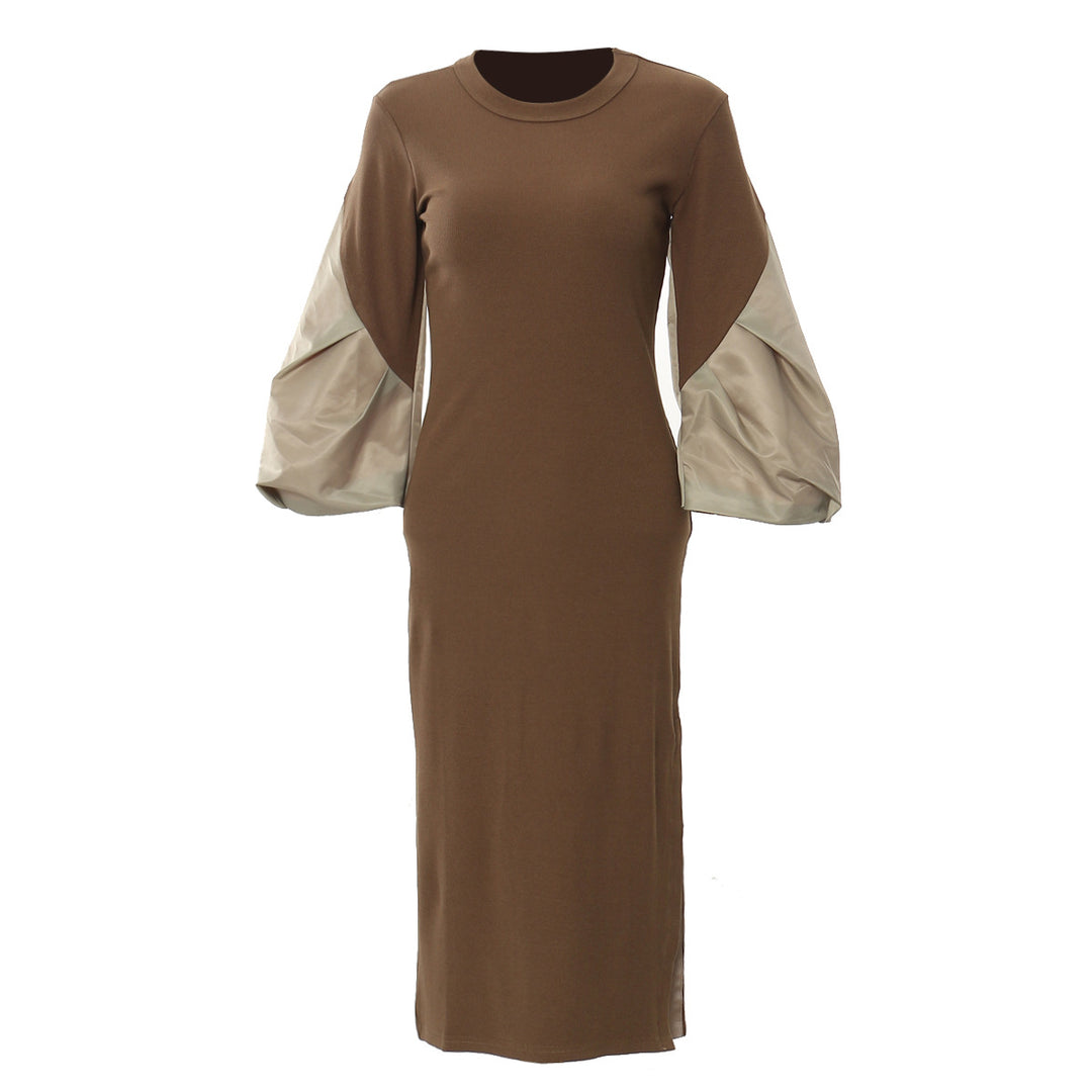 Plissiertes Oberteil mit ausgestellten Ärmeln und Maxirock-Set mit Taillengürtel – Rosiny 