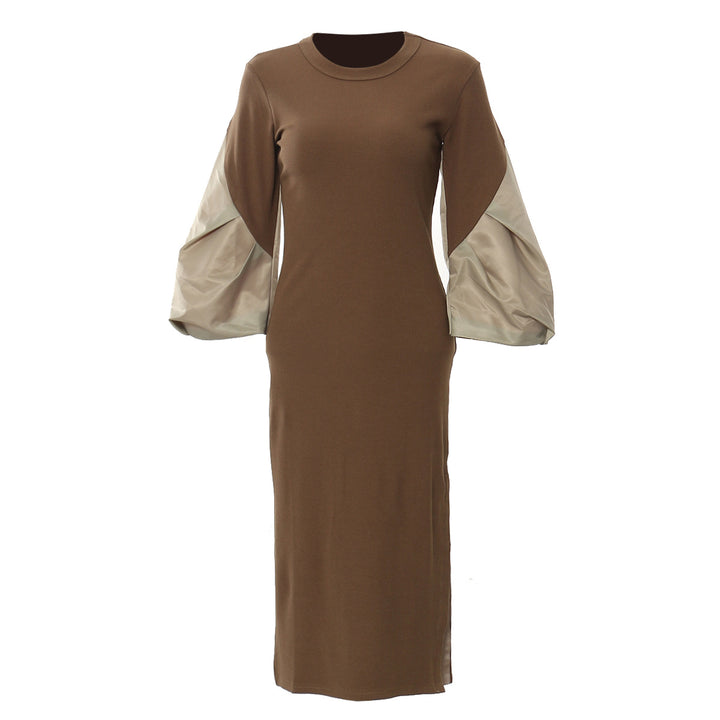 Plissiertes Oberteil mit ausgestellten Ärmeln und Maxirock-Set mit Taillengürtel – Rosiny 