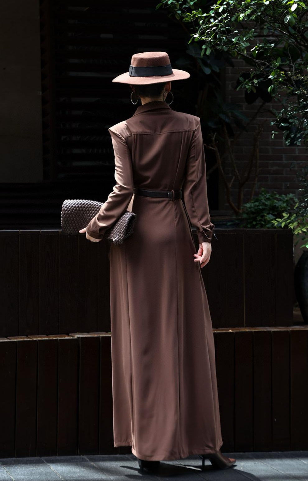 button-down military maxi dress with belted waist – NOIRE