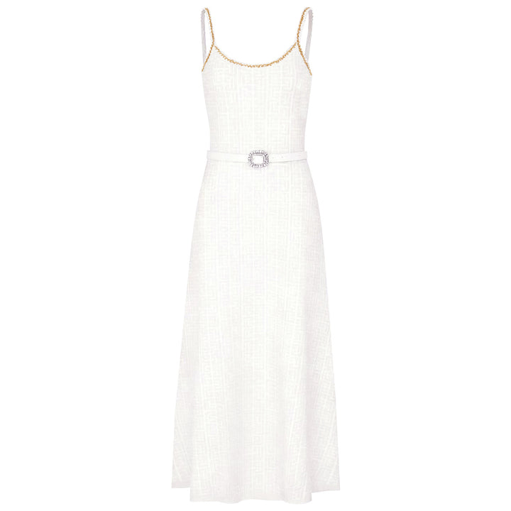knitted two-piece dress set with logo pattern – CAMILA