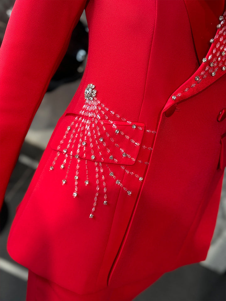 tailored flare suit with crystal burst embellishment – RUBINA
