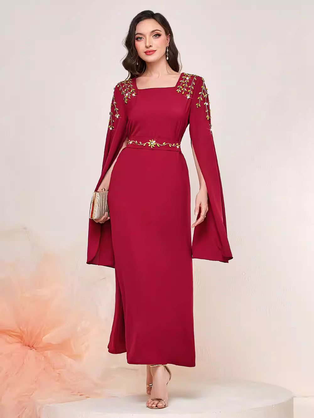 Elegant Long Sleeve Maxi Dress with Wide Hem – ESME