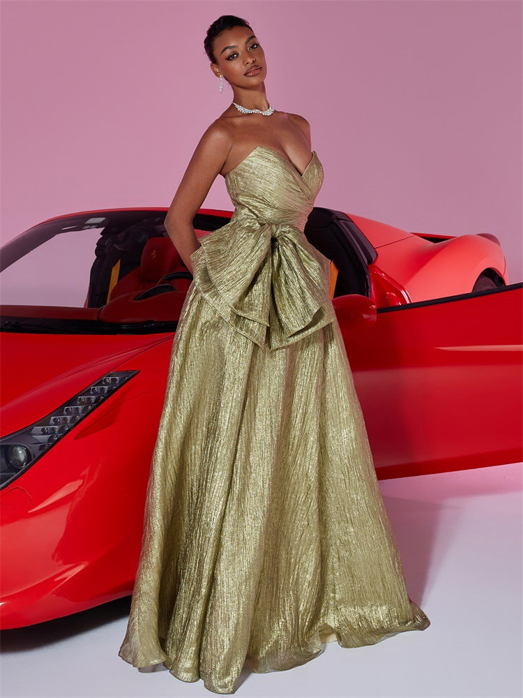 Geplooide top met uitlopende mouwen en maxi-rok set met tailleband – Rosiny 