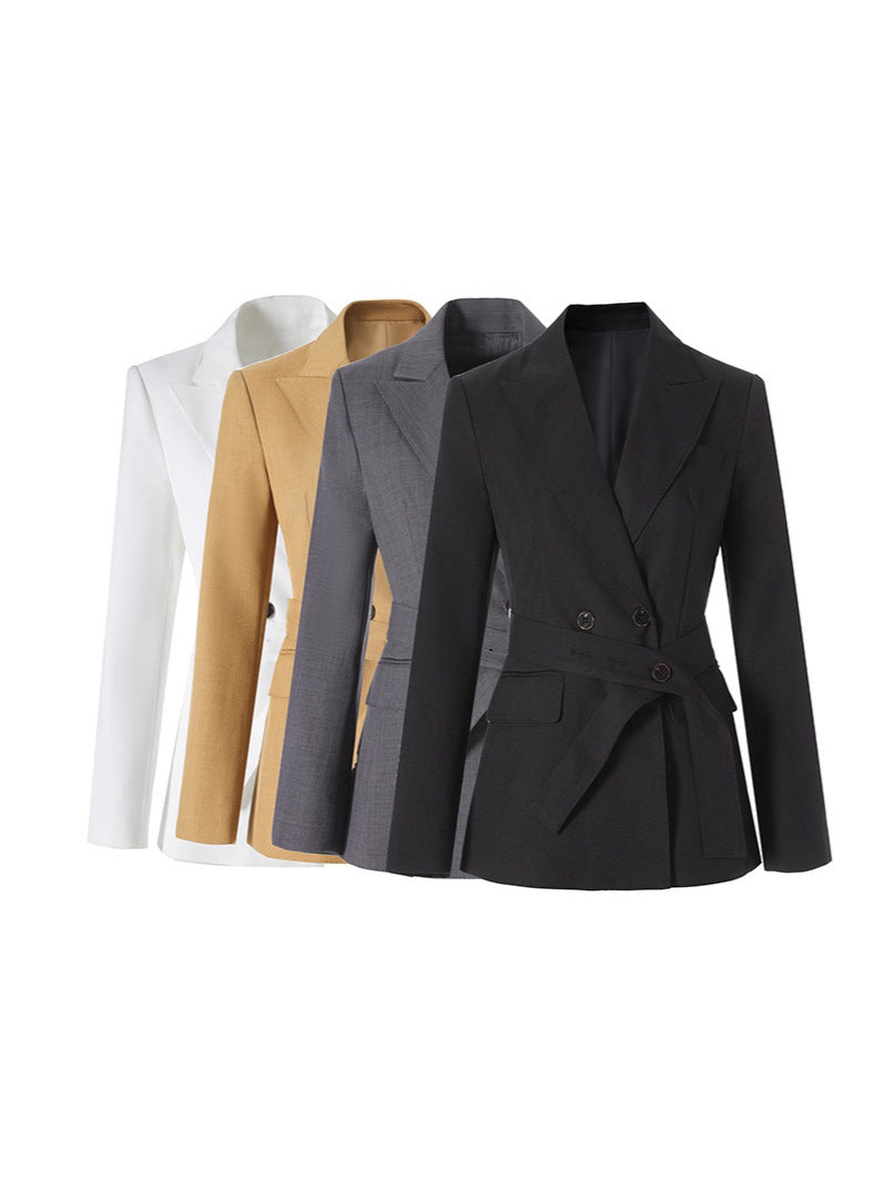 Belted double-breasted tailored blazer – SAVANNA