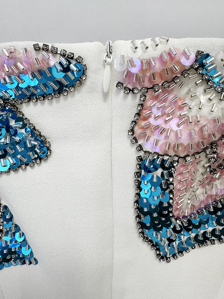 Off-Shoulder Column Dress with Embroidered Illusion Neckline – SERAPHINE