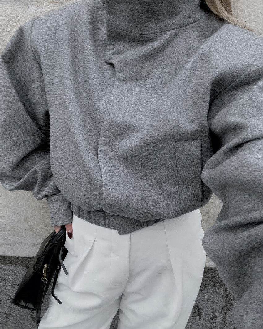 high-neck sculpted top with tailored slit skirt – MARISE