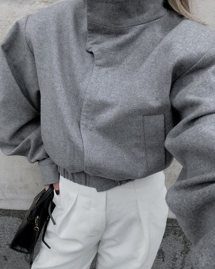 high-neck sculpted top with tailored slit skirt – MARISE