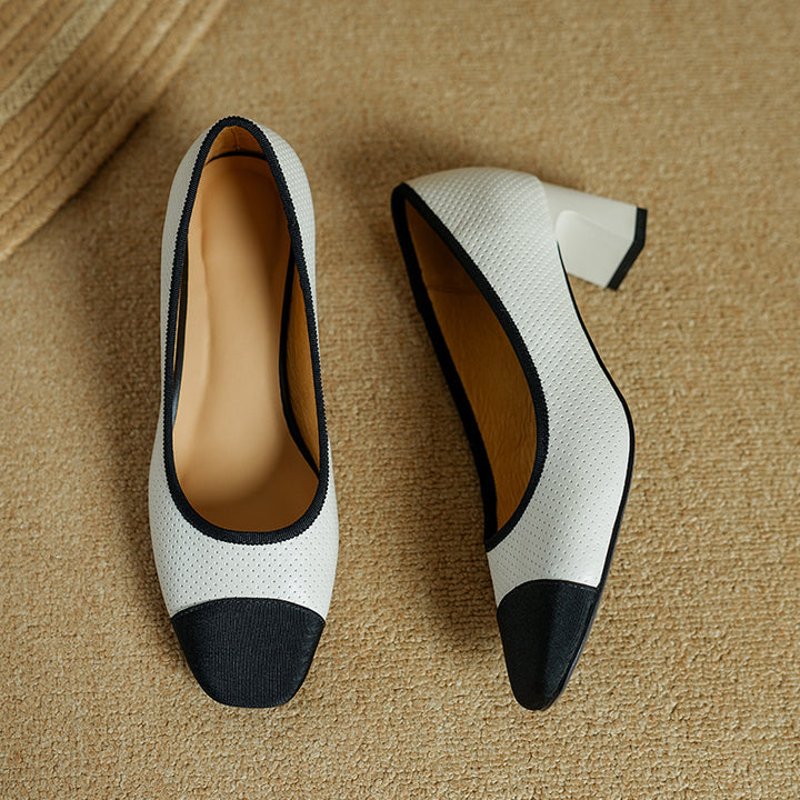 block heel pumps with contrast cap toe – CELINERI