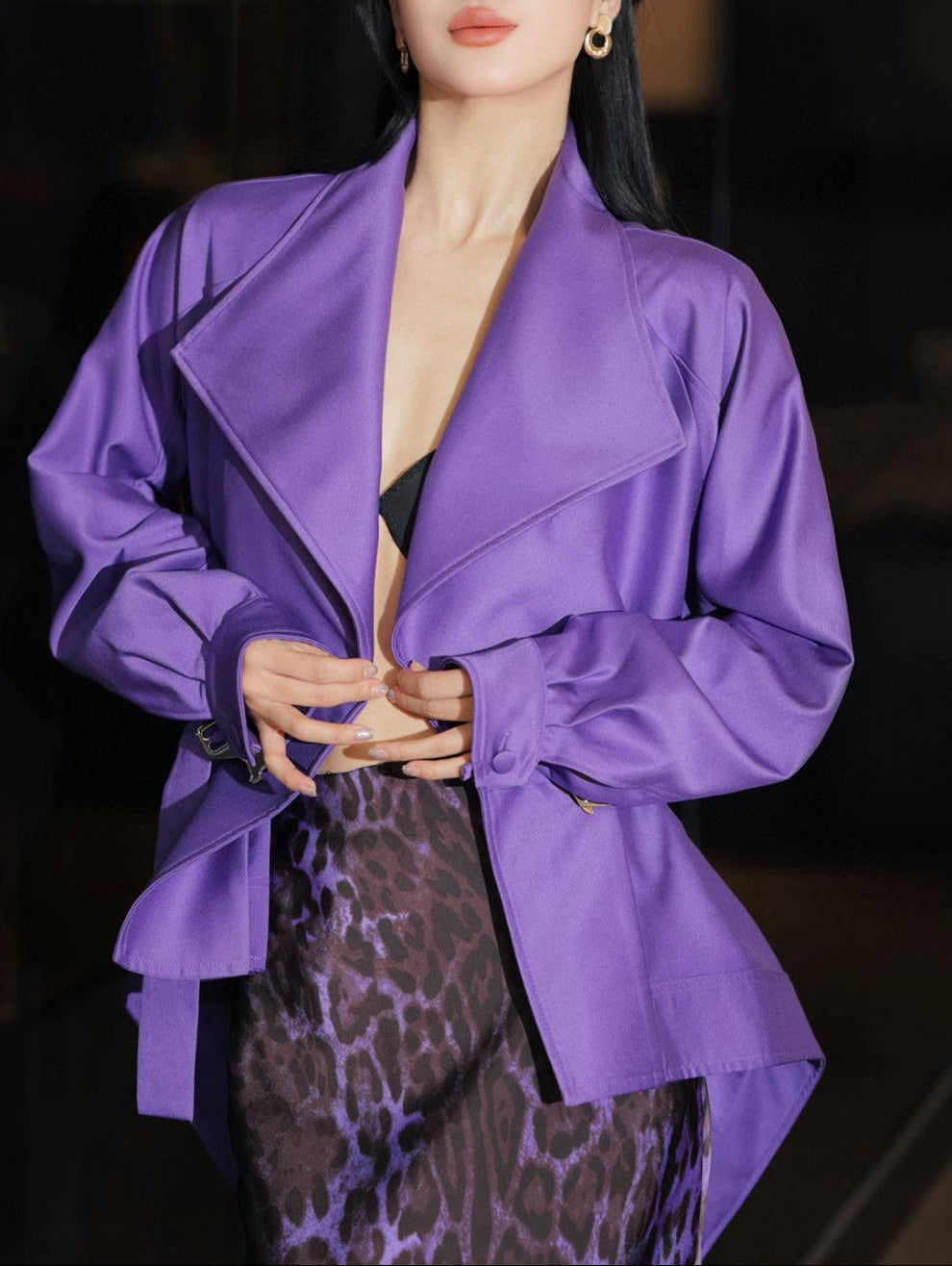 asymmetric belted jacket with wide lapel – VARESSA