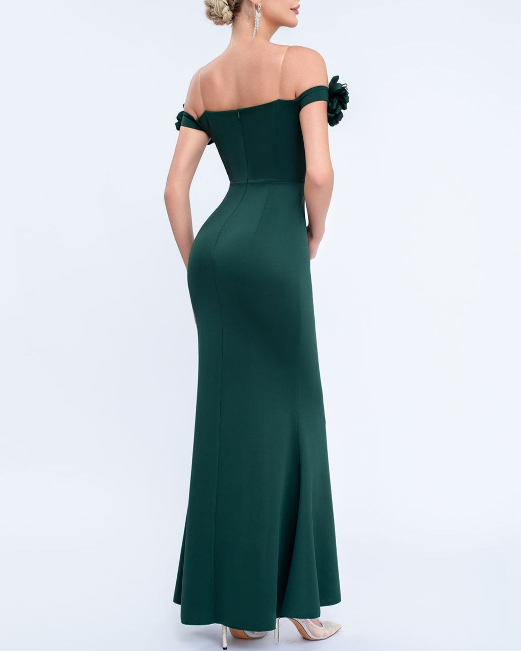 Geplooide top met uitlopende mouwen en maxi-rok set met tailleband – Rosiny 