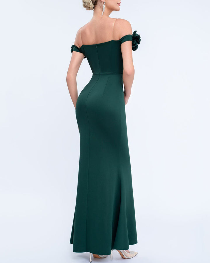 Geplooide top met uitlopende mouwen en maxi-rok set met tailleband – Rosiny 