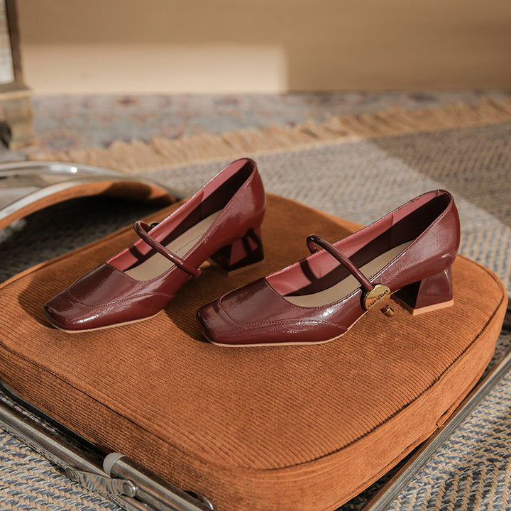 square-toe block heels with slim strap - ARIANRI