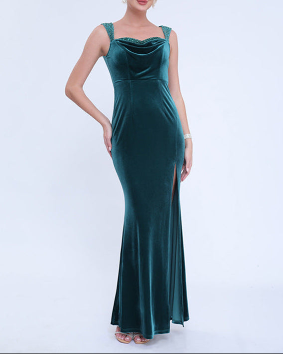 Geplooide top met uitlopende mouwen en maxi-rok set met tailleband – Rosiny 