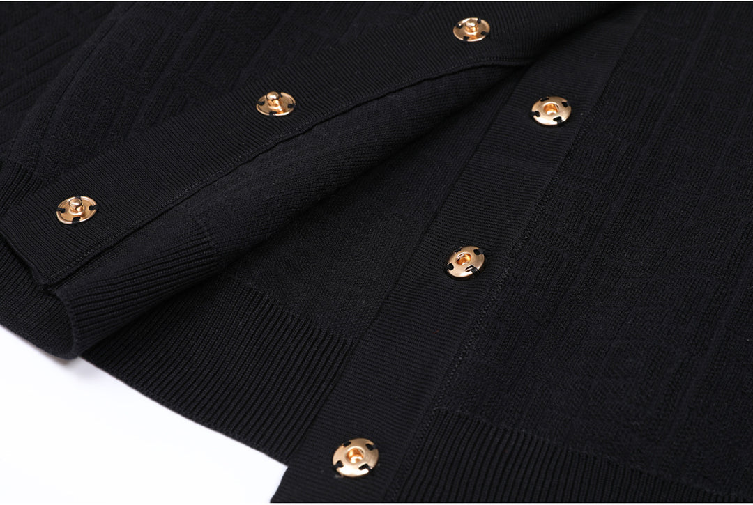 knitted two-piece dress set with logo pattern – CAMILA